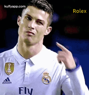 Soccer Player Pointing In White Adidas Jersey GIF