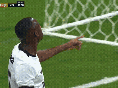Soccer Player Pointing To Goal During HKR Vs HKR Game GIF