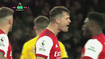 Soccer Player Red White Fly Emirates Jersey GIF