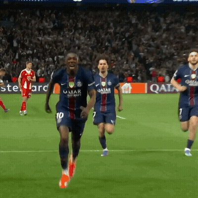 Soccer Player Running In Qatar Airways Jersey GIF