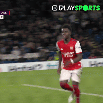 Soccer Player Running In Red Emirates Fly Better GIF