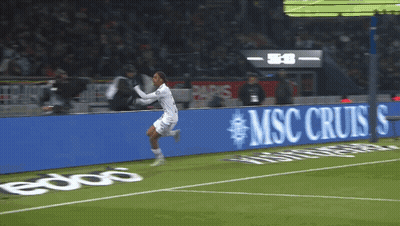 Soccer Player Running On Field With MSC Cruises Sign GIF