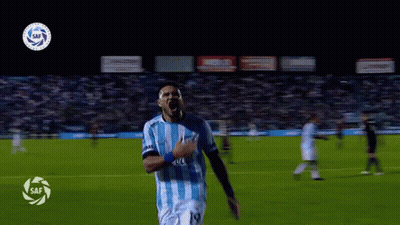 Soccer Player Running On Field With Saf Logo GIF