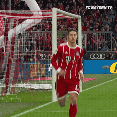 Soccer Player Running Towards Goal FC Bayern.tv Logo GIF