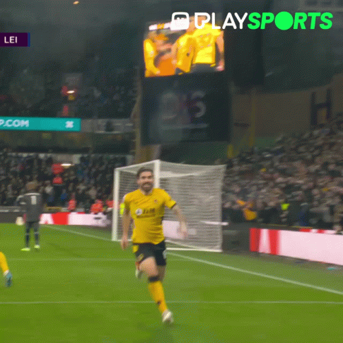 Soccer Player Running With Playsports Text GIF