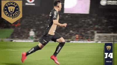 Soccer Player Running With Pumas Logo GIF