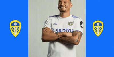 Soccer Player Standing With Arms Crossed Blue Background GIF