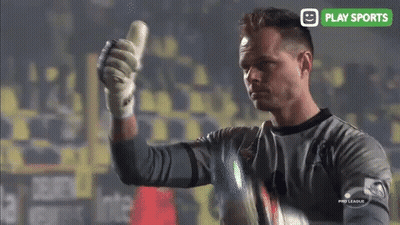 Soccer Player Thumbs Up With Play Sports Logo GIF