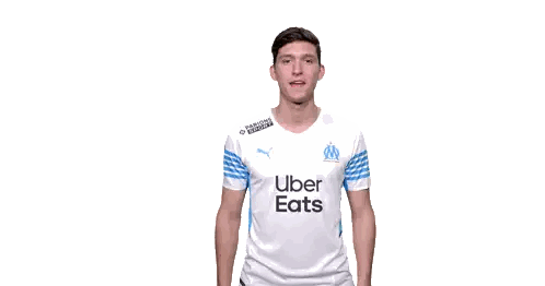Soccer Player Waving In Uber Eats Shirt Sticker
