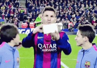 Soccer Player Wearing A Qatar Airways Jersey Taking A Picture Of Himself GIF