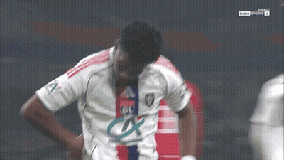 Soccer Player White Jersey Ol In Front Of Another GIF