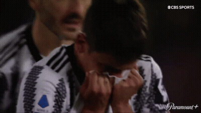 Soccer Player Wiping Eyes With Tissue In CBS Sports Ad GIF