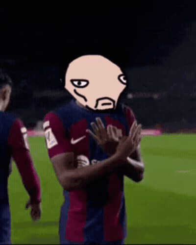 Soccer Player With Cartoon Face On Head Clapping GIF