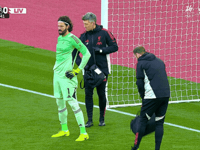 Soccer Player With Man In Liverpool Jacket GIF