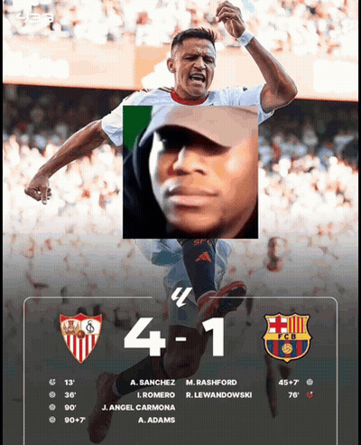 Soccer Player With Score 4 To 1 GIF