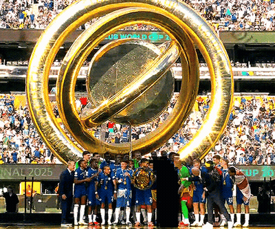 Soccer Players And Final 2025 Trophy GIF