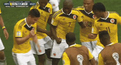 Soccer Players Celebrate Goal GIF