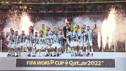 Soccer Players Celebrate Winning The Fifa World Cup In Qatar GIF