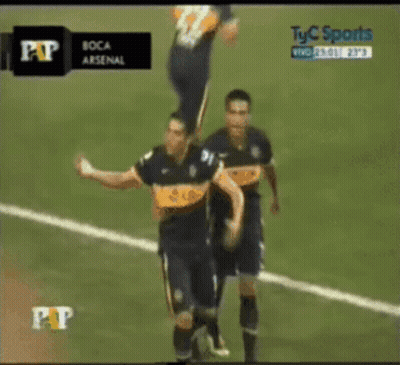 Soccer Players Celebrating Goal GIF