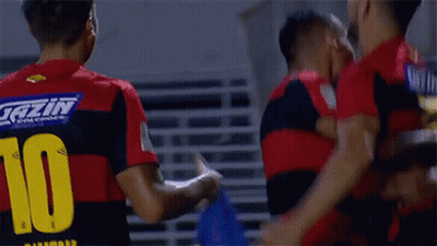 Soccer Players Celebrating Goal Number 10 GIF