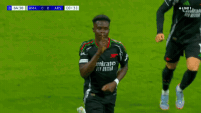 Soccer Players Celebrating In Emirates Jerseys GIF