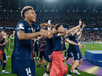 Soccer Players Celebrating Number 14 GIF