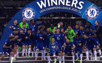 Soccer Players Celebrating UEFA Champions League Victory GIF