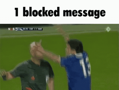 Soccer Players High Five With 1 Blocked Message GIF