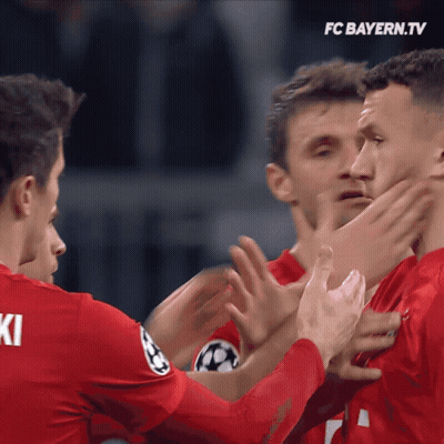 Soccer Players High-Fiving FC Bayern.TV Logo GIF