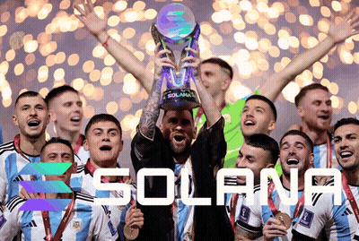 Soccer Players Holding Solana Trophy GIF