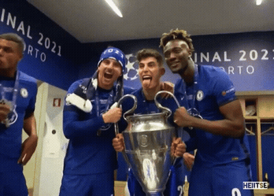 Soccer Players Holding Trophy 2021 GIF