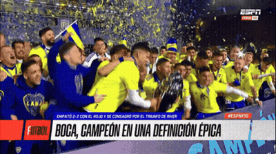 Soccer Players Holding Trophy Boca Campeon En Una Definicion Epica GIF