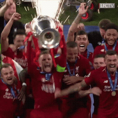 Soccer Players Holding Trophy Celebrating GIF