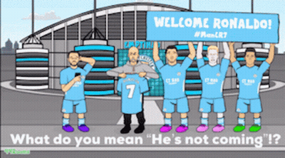 Soccer Players Holding Welcome Ronaldo Sign GIF
