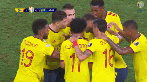 Soccer Players Huddled With Number 11 GIF