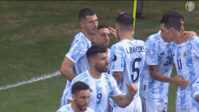 Soccer Players Huddled With Number 5 GIF