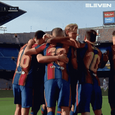 Soccer Players Huddling With Number 10 GIF