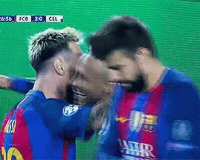 Soccer Players Hugging GIF