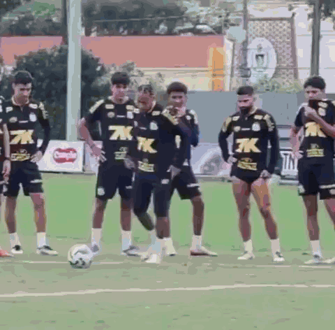 Soccer Players In 7K Jerseys Around Ball GIF