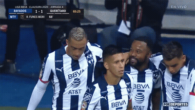 Soccer Players In BBVA Jerseys GIF