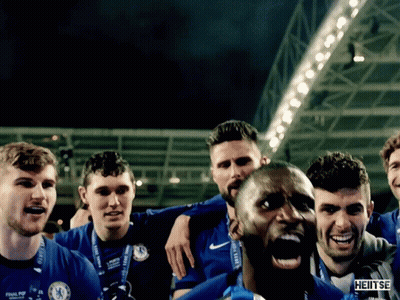 Soccer Players In Blue Chelsea Shirts GIF