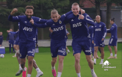 Soccer Players In Blue Uniforms With Avis GIF