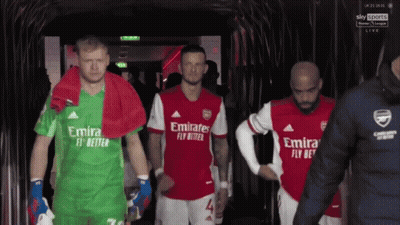 Soccer Players In Emirates Fly Better Uniforms Walking Tunnel GIF