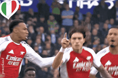 Soccer Players In Emirates Jerseys Celebrating Goal GIF