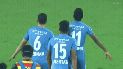 Soccer Players In Etihad Airways Jerseys Walking On Field GIF