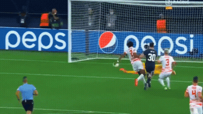 Soccer Players In Front Of Pepsi Ad GIF