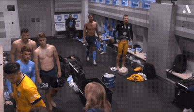 Soccer Players In Locker Room Number 28 GIF