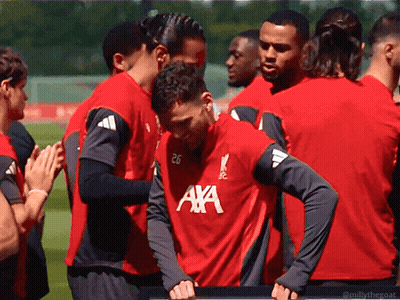 Soccer Players In Red Shirts With AXA GIF