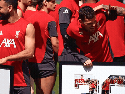 Soccer Players In Red Shirts With AXA GIF