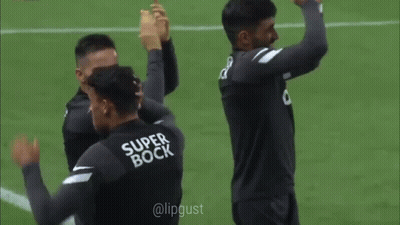 Soccer Players In Super Bock Shirts GIF